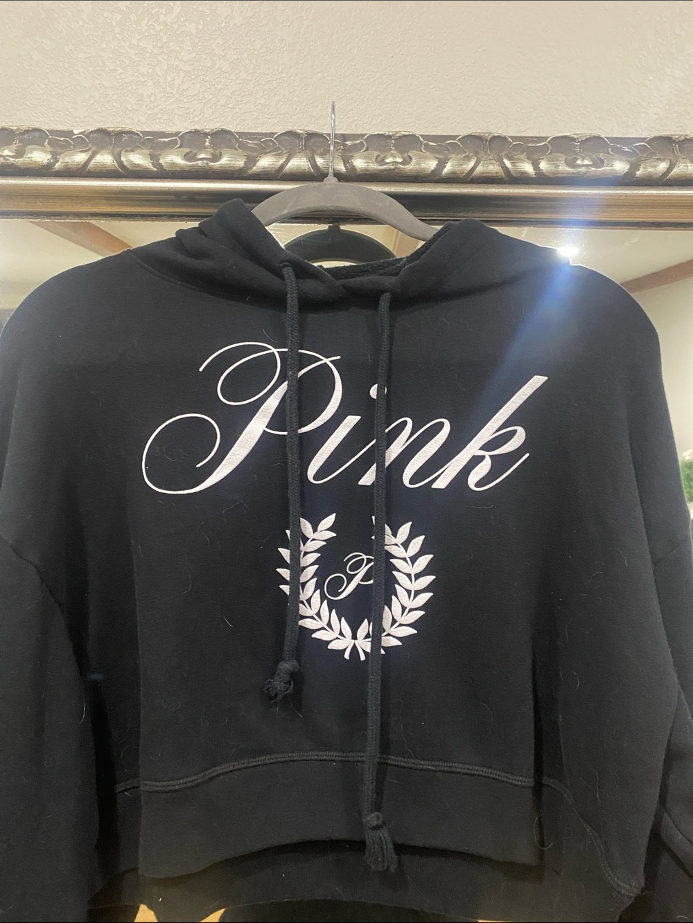 PINK Victoria's Secret Black Tag Hoodie Label